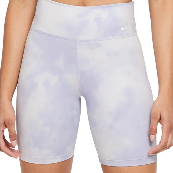 Nike Women's Cloudy Lavender Bike Shorts Tie Dye Purple White Icon Clash Small - Picture 1 of 7